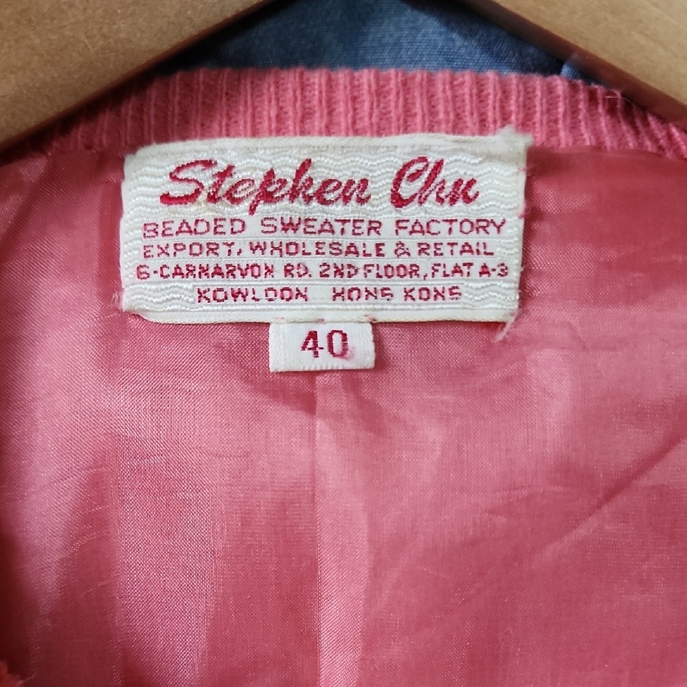 Original Vintage Chic Coral Embroidered Women's Cardigan Sz S/M - Picture 2 of 10